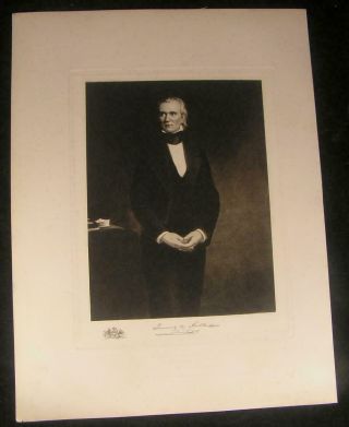 James K Polk President 1901 Large Antique Photogravure Portrait Print