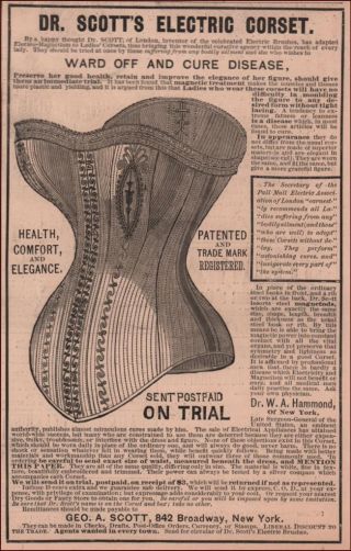 Dr.  Scotts Electric Corset,  Quack Medical Cures Disease,  Antique Matted 1882