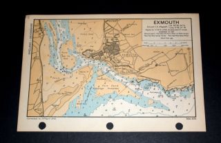 Exmouth,  Devon - Vintage Ww2 Naval Military Map 1943