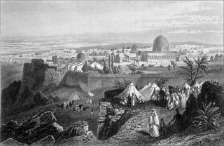 Holy Land - Jerusalem And The Mosque Of Omar - Engraving From 19th Century