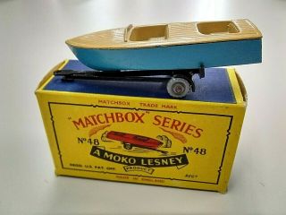 Rare Matchbox Moko Lesney Meteor Boat & Trailer 48 A3 Spw Vnm In B5 Box