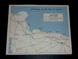 Ww2 Map Situation At The End Of D - Day,  6 June 1944,  Utah Omaha Gold Juno Sword