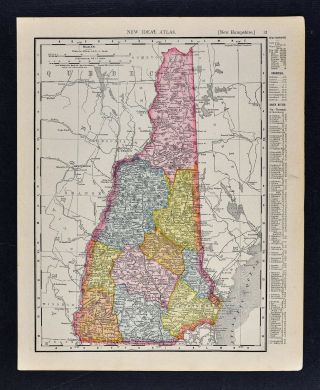 1911 Mcnally Index Map - Hampshire - Concord Portsmouth Plymouth Nashua Nh