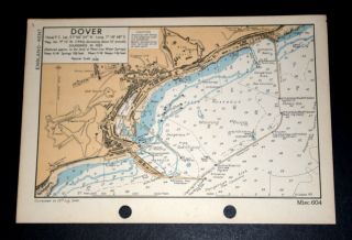 Dover,  Kent - Vintage Ww2 Naval Military Map 1944