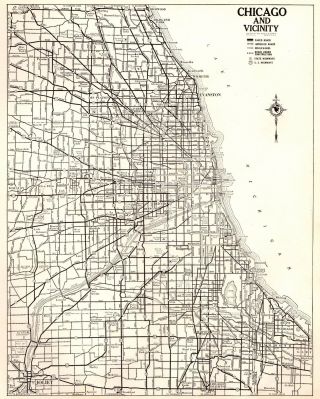 1935 Antique Chicago Illinois Map Vintage City Map Of Chicago 6548