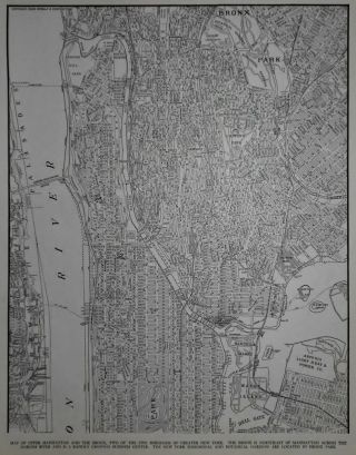 Vintage 1941 Upper Manhattan Bronx Atlas Map Ny York City World War Wwii Era