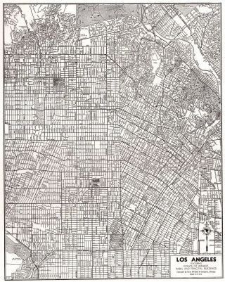 1947 Antique Los Angeles Map Vintage City Map Of Los Angeles California 6542