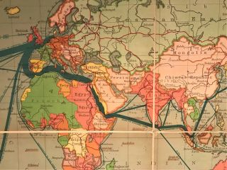1921 Philips ' Comparative Wall Atlas Political Map Canvas Back Rare 5
