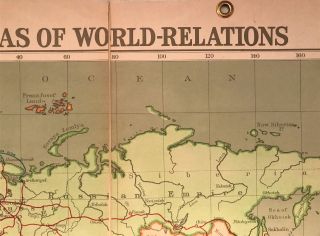 1921 Philips ' Comparative Wall Atlas Political Map Canvas Back Rare 6