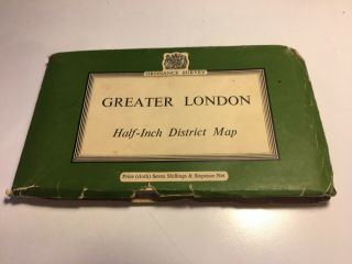 Vintage Ordnance Survey Map Of Greater London,  1962