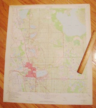 1952 Lake Wales Florida Huge U.  S.  Geological Survey Map 23 " X 27 " Orig 