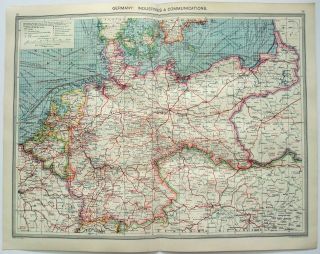 Map Of Germany: Industries & Communication By George Philip & Son C1906