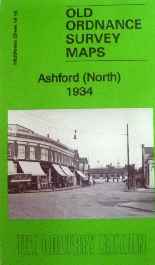 Old Ordnance Survey Maps Ashford North Middlesex 1934 Godfrey Edition
