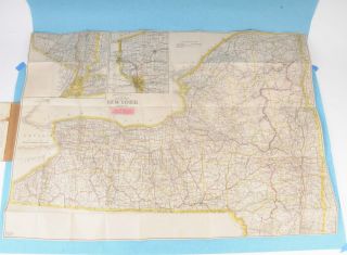 ANTIQUE 1916 MENDENHALL ' S GUIDE AND FOLD OUT LINEN BACKED MAP OF YORK STATE 6