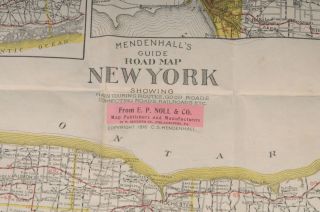 ANTIQUE 1916 MENDENHALL ' S GUIDE AND FOLD OUT LINEN BACKED MAP OF YORK STATE 8
