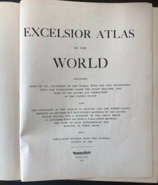 Antique Vintage Rare 1921 Excelsior Atlas Of The World By Rand McNally 5