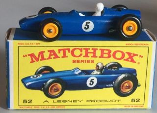 Matchbox Lesney 52 B1 B.  R.  M.  Racing Car W Orig Type E4 Box Mimb