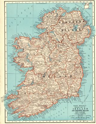 1942 Antique Map Of Ireland Vintage Ireland Map Gift Gallery Wall Art 6569