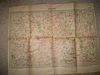 1910 Antique Color Map - Anvers Antwerp Belgium Carte De France