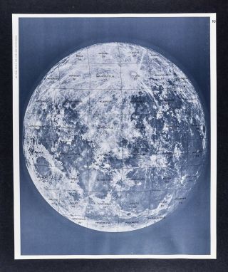 1960 Photographic Lunar Atlas Moon Photo No.  2 - Full Moon - Field Grid Index