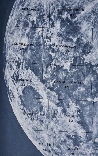 1960 Photographic Lunar Atlas Moon Photo No.  2 - Full Moon - Field Grid Index 4