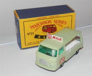 1960s.  matchbox.  LESNEY,  21 Milk Delivery Truck In C type Box. 2