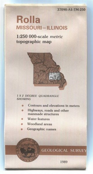 Usgs Topographic Map Rolla Missouri Illinois 1:250,  000 - 1989 - 1x2°