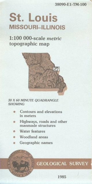 Usgs Topographic Map St.  Louis - Missouri Illinois - 1985 - 100k -