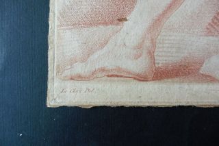 FRENCH SCH.  CA.  1800 - STUDY MALE NUDE - FINE SIGN.  PRINT IN MANNER OF RED CHALK 5