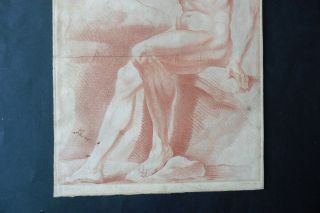 FRENCH SCH.  CA.  1800 - STUDY MALE NUDE - FINE SIGN.  PRINT IN MANNER OF RED CHALK 7