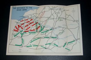 Ww2 D - Day Overlord Map The Advance To The River Seine 21 Aug 1944 France