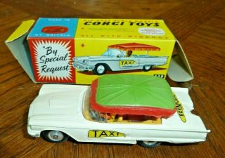 1960s Vintage Diecast Toy Auto Corgi Bermuda Taxi Thunderbird 430 Mib