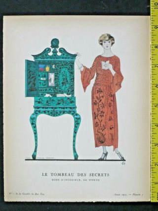Gazette Du Bon,  Art Deco Pochoir Print,  George Barbier,  Le Tombeau Des Secrets,  1922