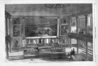 Interior Of Faneuil Hall,  Boston,  Massachusetts - 1867 Antique Print