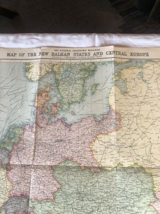 National Geographic August 1914 Balkan States And Central Europe Map Only