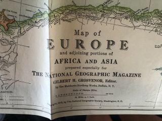 National Geographic 1915 Europe Map With Africa And Asia Map Only