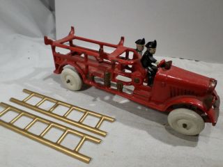 Arcade Vintage Cast Iron Fire Engine Truck Ladder 9.  5 Inches