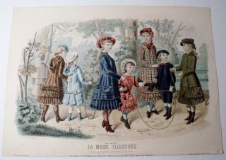Antique La Mode Illustree Fashion Print Children 
