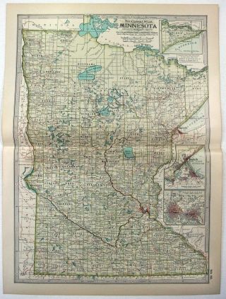 1902 Map Of Minnesota By The Century Company.  Antique