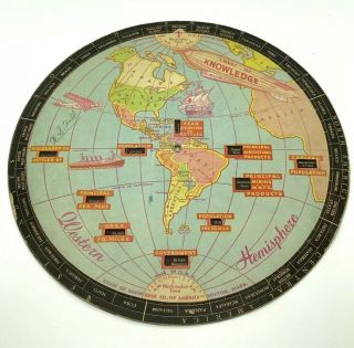 1931 Bocholtz Chart Of Knowledge Map Of North America And Western Hemisphere