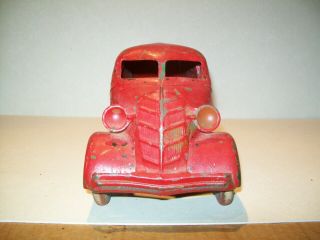 Vintage Pressed Steel 1930 ' s Marx Sinclair Oil Tanker Truck Repainted Red - 18 