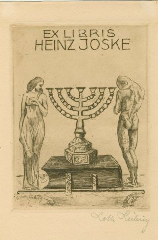 Ex Libris Art Deco Judaica Exlibris By Lotte Geidel - Liebing (1891 - 1963) Germany