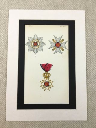 Norwegian Medal Order Of St Olaf Military Cross Star Norway Antique Print