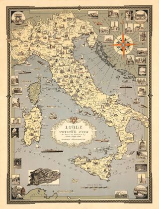 Italy With Vatican City 1935 75cm X 57.  2cm Art Print