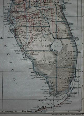 Antique1914 World Atlas Map Florida FL & Connecticut CT Conn World War WW L@@K 4