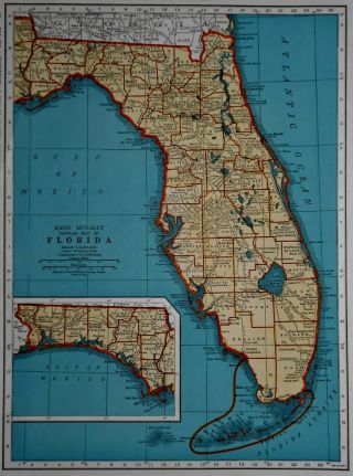 L@@k Vintage 1942 World Atlas Colored Maps Of Florida Fl & Connecticut Ct Old