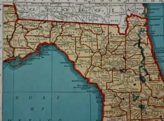 L@@K Vintage 1942 World Atlas Colored Maps of Florida FL & Connecticut CT OLD 3
