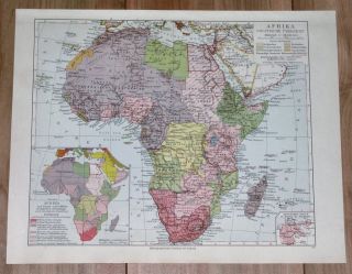 1936 Vintage Map Of Africa South Africa Tanganyika Egypt Morocco Sahara