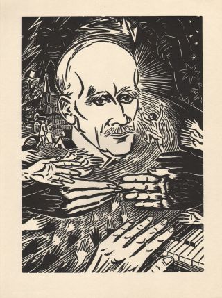 Frans Masereel - Honor For Romain Rolland Rare Vintage East German Print 1959