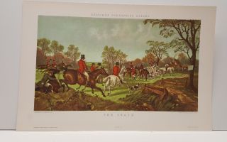 Vintage Lithograph Art Print J.  F.  Herring Sr.  Foxhunting Scenes The Death